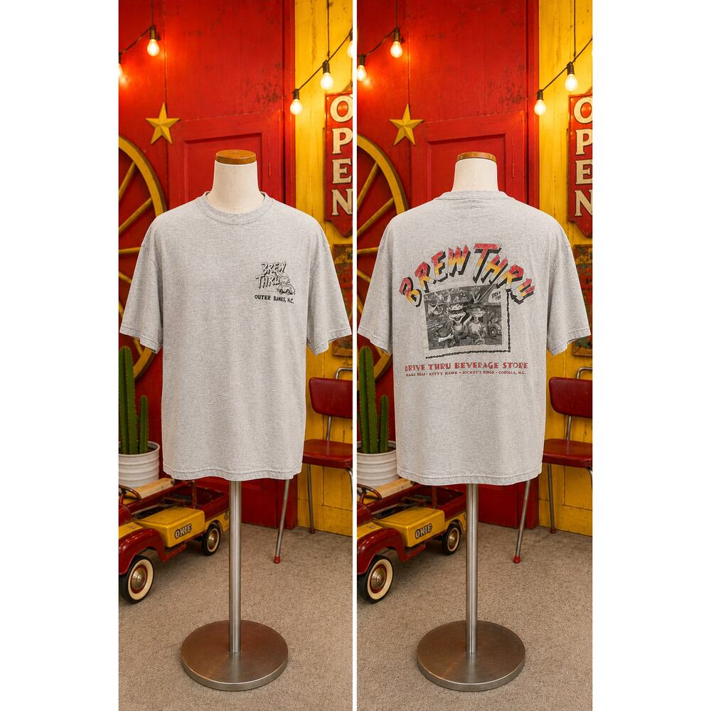 Vintage Brew Thru Outer Banks NC USA Graphic T Shirt XL Beach Tee